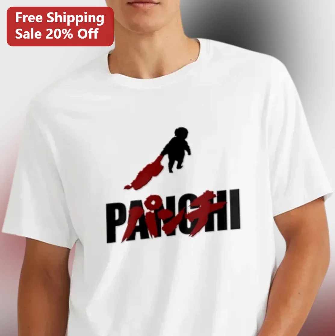 PANCHI Tee Japanese Streetwear Anime Typography Graphic Shirt for Men Women, Urban Minimalist Runner Silhouette Anime Fan Gift