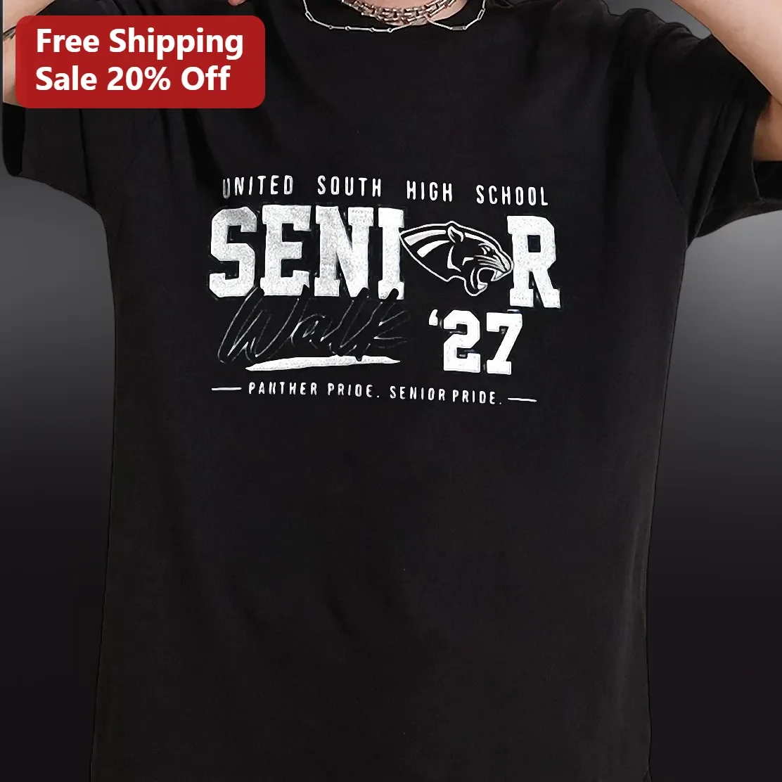 Panther Pride Senior Pride Tee Class of 2027 High School Senior Night Gift Distressed Varsity Style