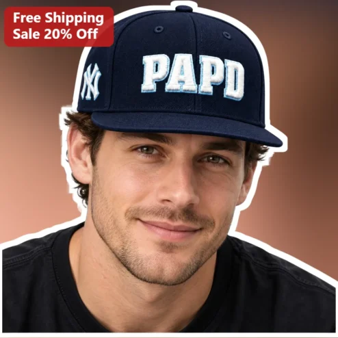 PAPD Hat Penn Badgley Joe Goldberg You Netflix Fan Baseball Cap Navy Chenille Lettering