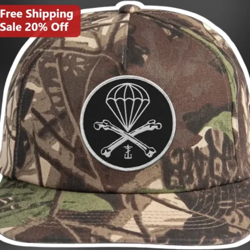 Parachute Crossed Bones Camo Hat Tactical Airborne Snapback for Men Military Veterans Hunters