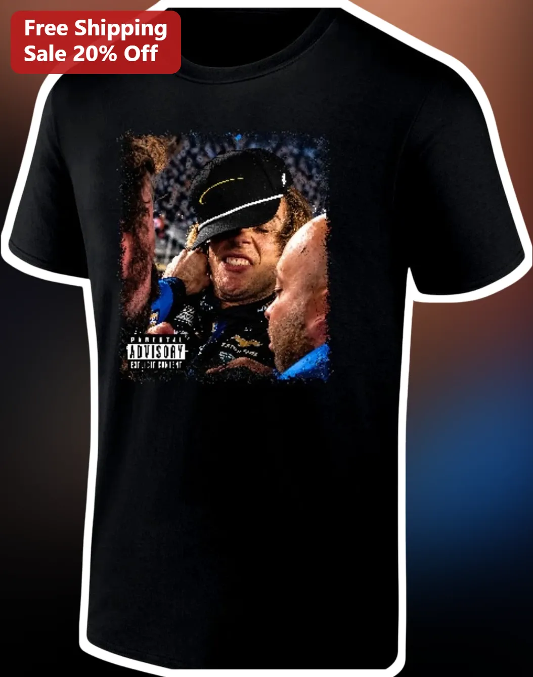 Parental Advisory Explicit Content Joey Logano NASCAR Victory Tee
