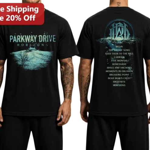 Parkway Drive Horizons Tee Black Metalcore Band Merch Tracklist Shirt