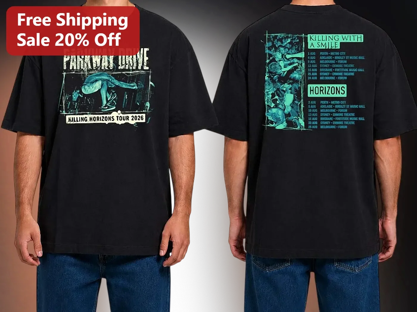 Parkway Drive Killing Horizons Tour 2026 Graphic Tee Metalcore Band Merch Vintage Style