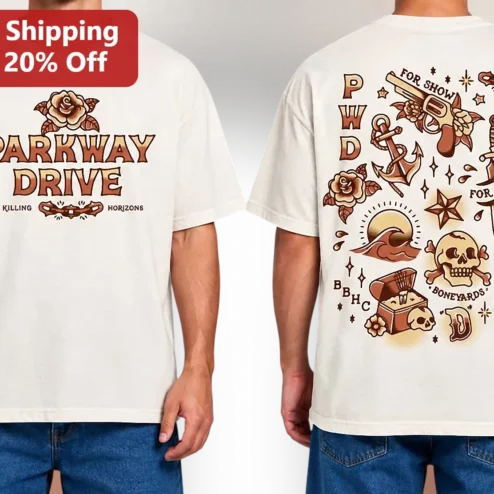 Parkway Drive Killing Horizons Vintage Tattoo Flash Graphic Tee