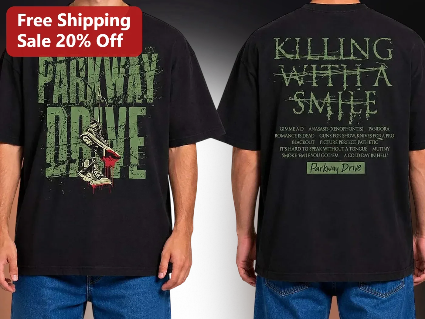 Parkway Drive Killing With A Smile Tee Australian Metalcore Band Shirt