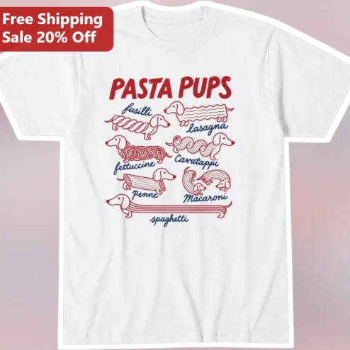 Pasta Pups Dachshund Graphic Tee Funny Dog Lover Gift Shirt