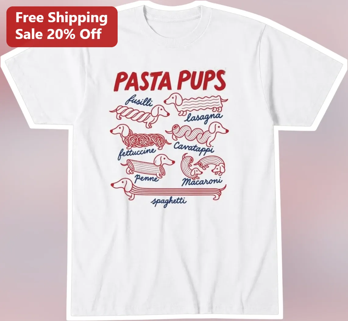 Pasta Pups Dachshund Graphic Tee Funny Dog Lover Gift Shirt
