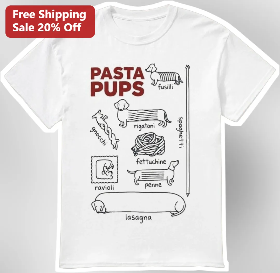 Pasta Pups Funny Dachshund Dog Breed Comparison Graphic Tee Gift for Dog Lovers