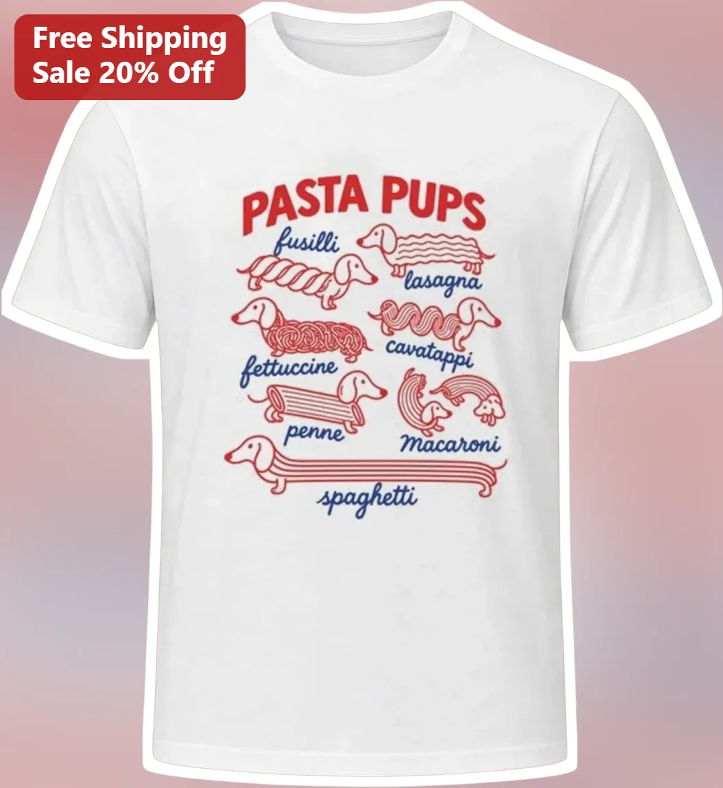 Pasta Pups Funny Dachshund Italian Food Pun Graphic Tee Gift for Dog Lovers