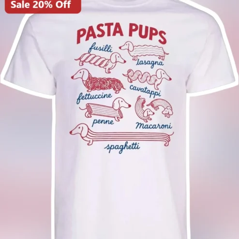 Pasta Pups Tee Funny Dachshund Shirt Italian Food Pun Gift for Dog Lovers