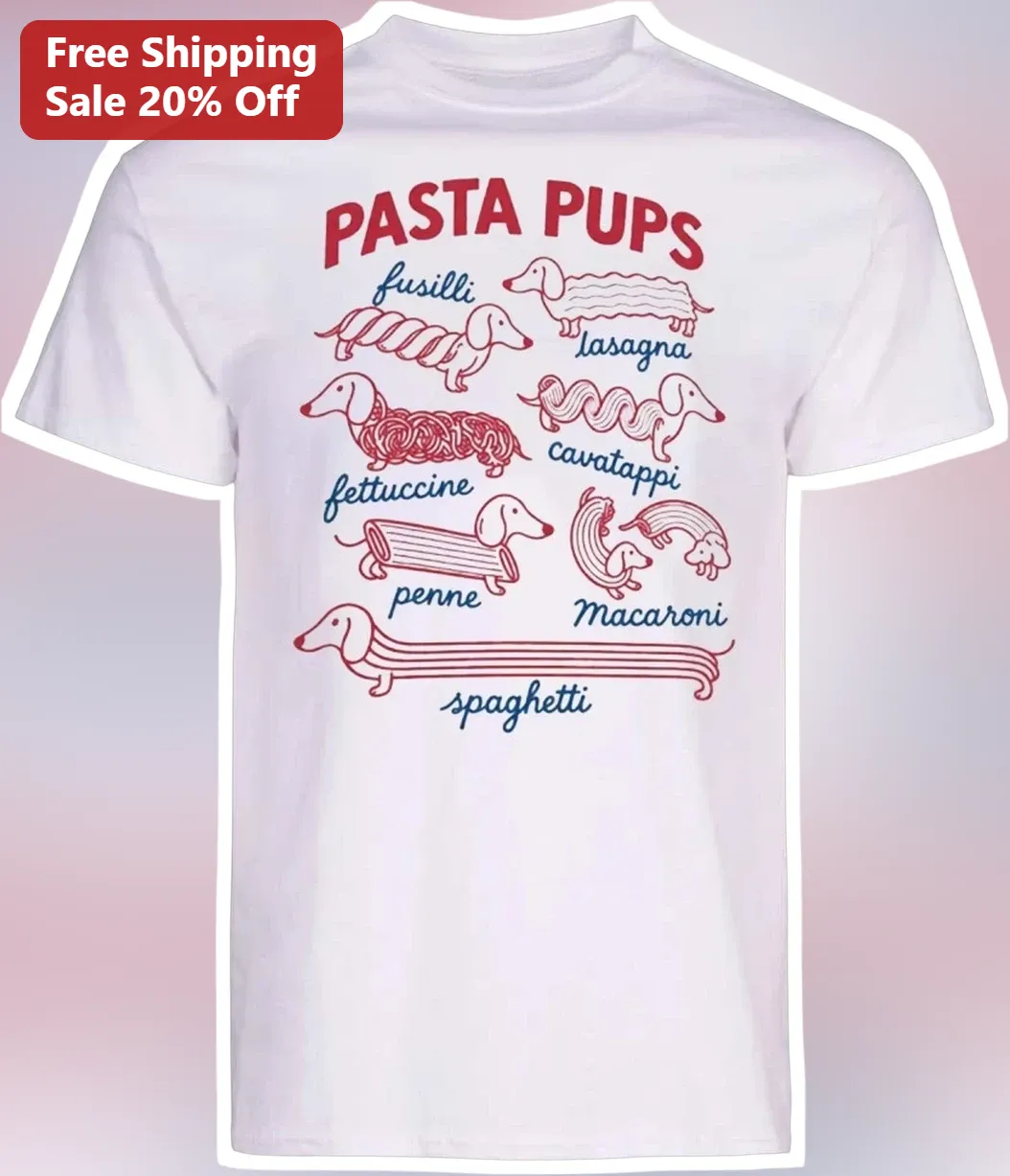 Pasta Pups Tee Funny Dachshund Shirt Italian Food Pun Gift for Dog Lovers