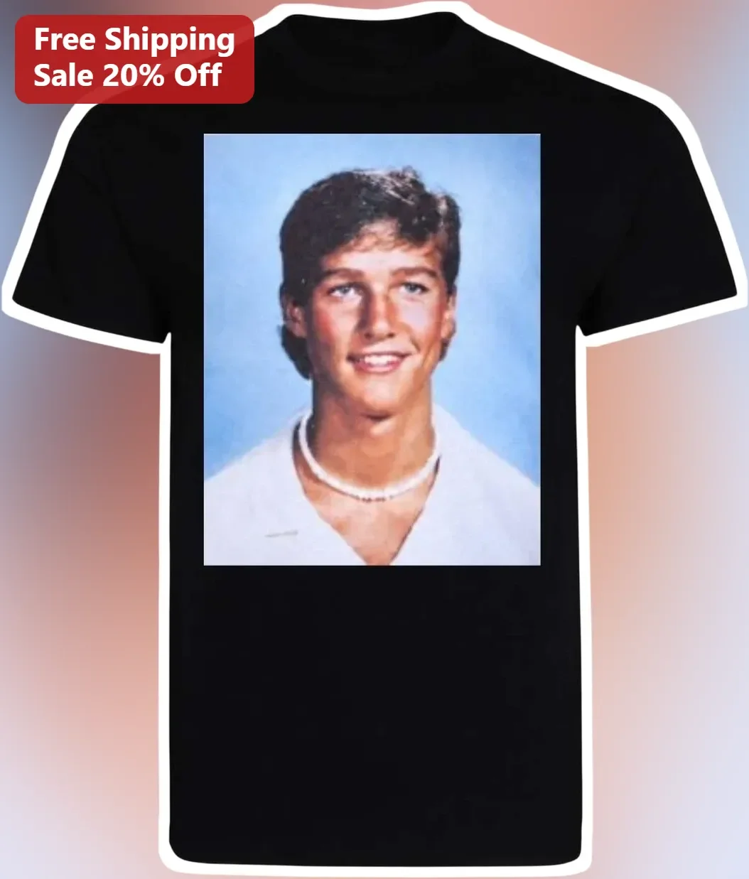 Patrick Swayze Vintage Yearbook Portrait Graphic Tee Retro 80s Icon Actor Shirt
