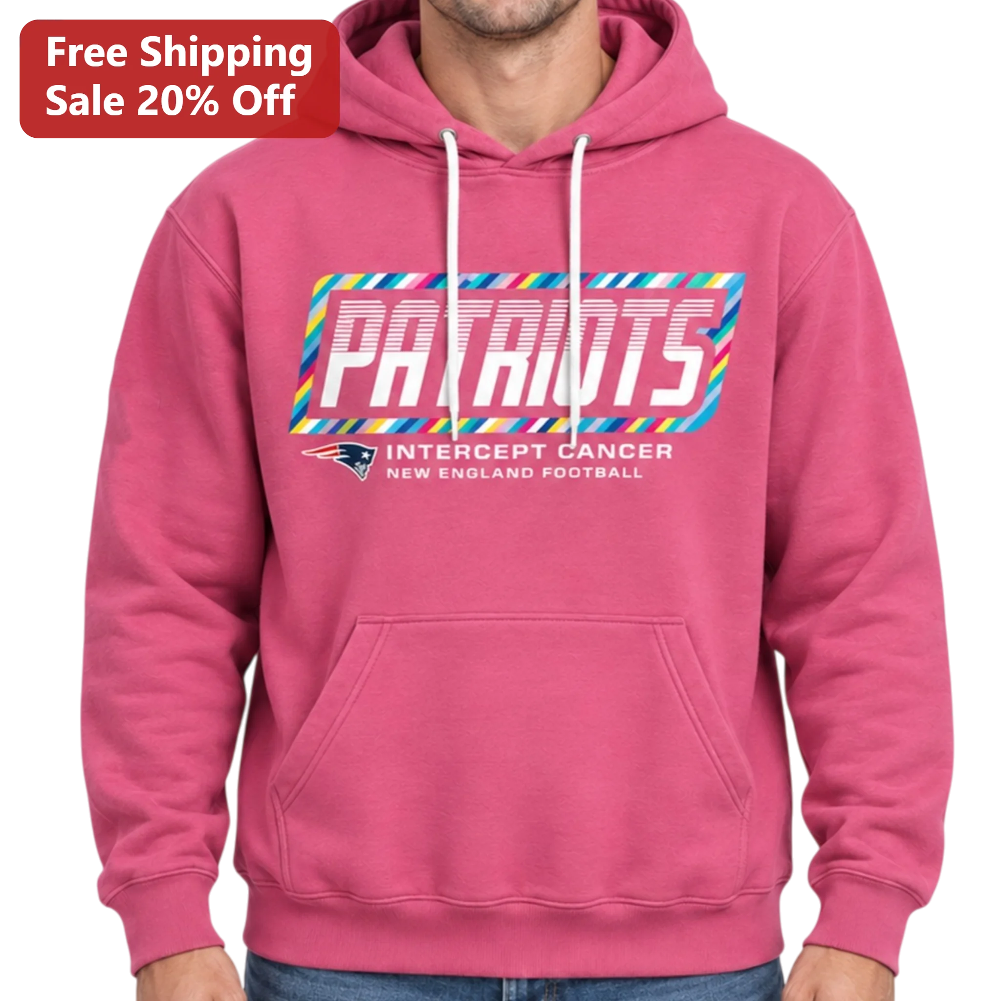 Patriots Intercept Cancer New England Football Hoodie NFL Breast Cancer Awareness Pink Pullover