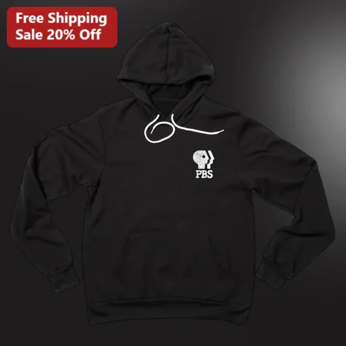 PBS Logo Pullover Hoodie Public Broadcasting Service Retro TV Fan Gift
