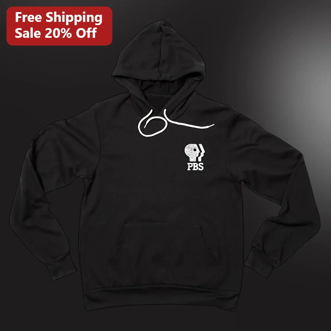 PBS Logo Pullover Hoodie Public Broadcasting Service Retro TV Fan Gift