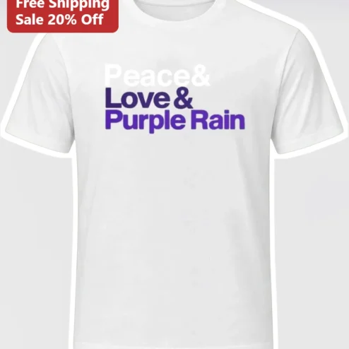 Peace Love Purple Rain Tee Prince Tribute Graphic T-Shirt for Music Fans