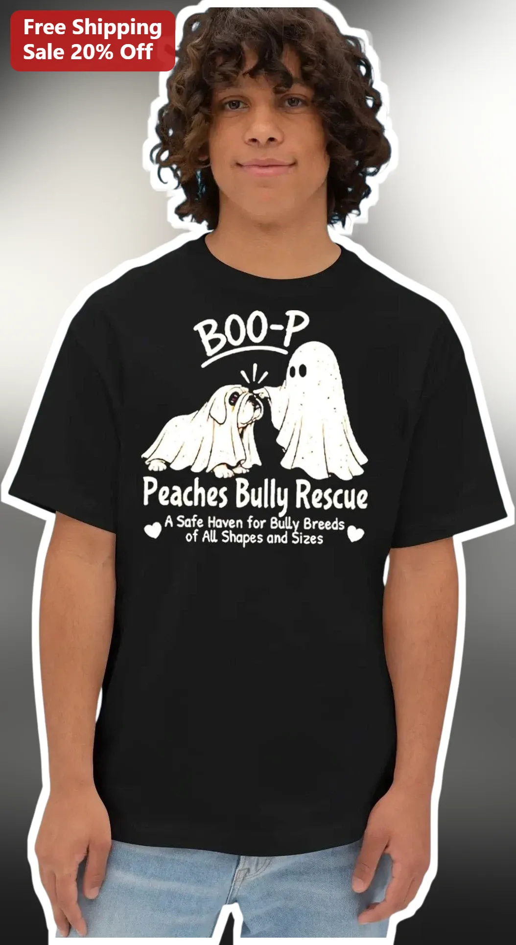 Peaches Bully Rescue Boo-P Halloween Tee A Safe Haven for Bully Breeds Gift