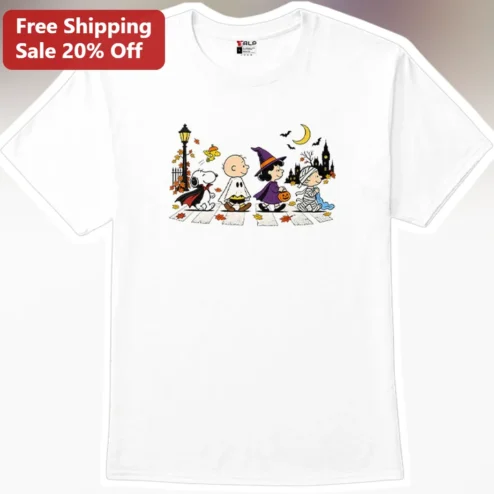 Peanuts Gang Halloween Costume Graphic Tee Vintage Cartoon Shirt