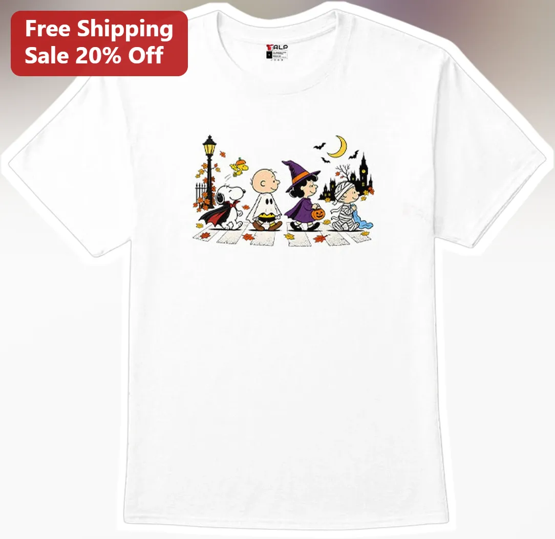 Peanuts Gang Halloween Costume Graphic Tee Vintage Cartoon Shirt