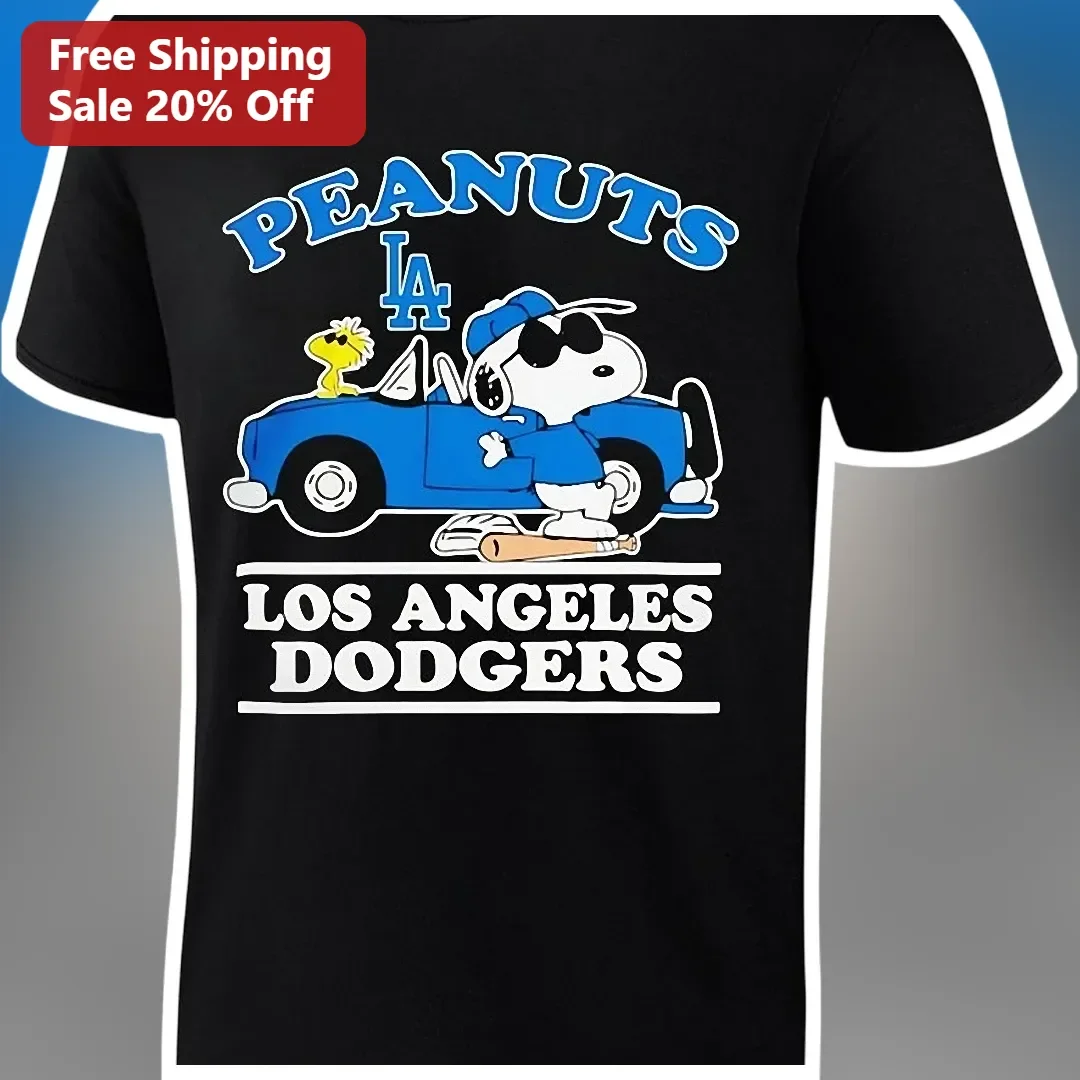 Peanuts Los Angeles Dodgers Tee Snoopy Baseball Fan Graphic Shirt
