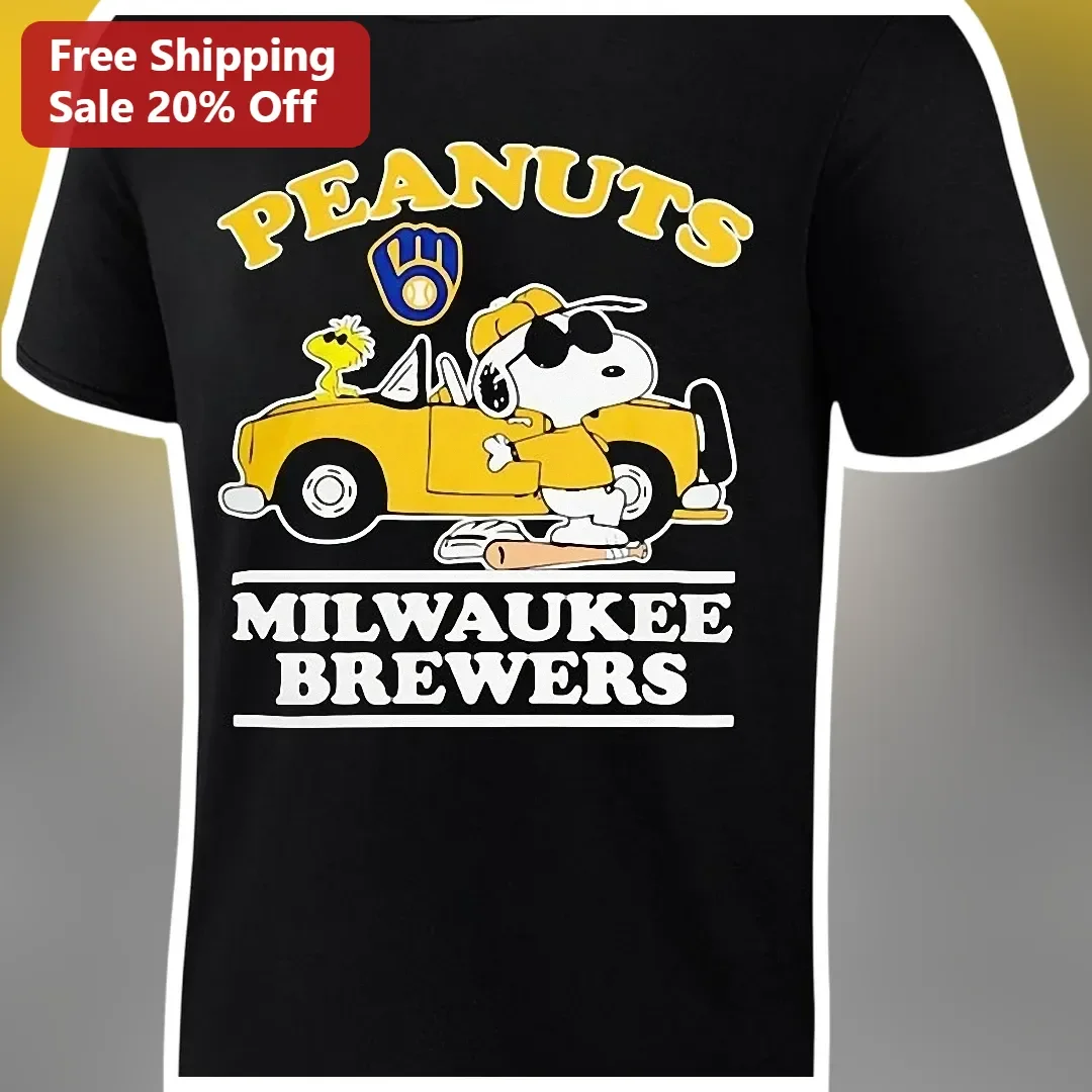 PEANUTS Milwaukee Brewers Tee Snoopy Baseball Fan Gift