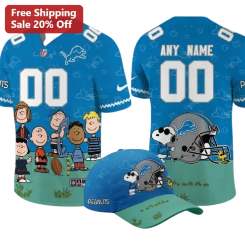 PEANUTS Snoopy Detroit Lions NFL Jersey Custom Name Number Personalized Gift