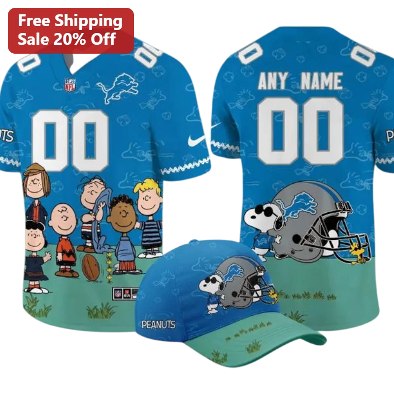 PEANUTS Snoopy Detroit Lions NFL Jersey Custom Name Number Personalized Gift