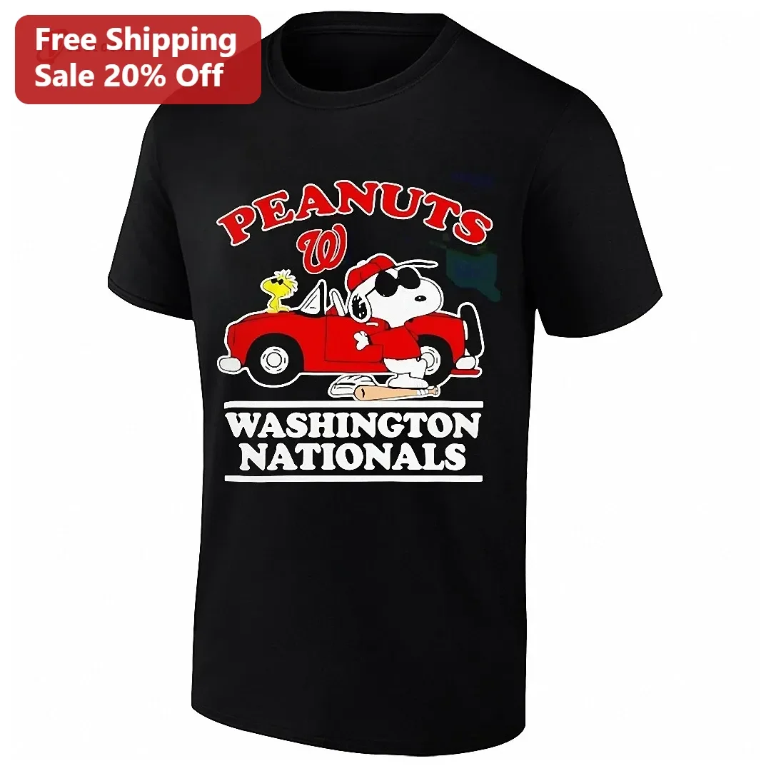 Peanuts Washington Nationals Tee Snoopy Baseball Graphic Shirt for Fans