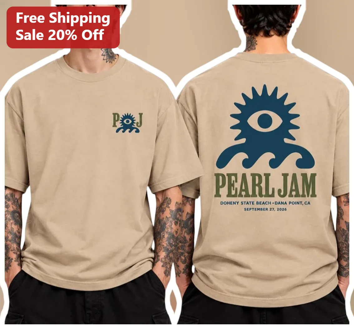Pearl Jam Doheny State Beach Dana Point CA Tee Ohana Festival Concert Merch Vintage Rock Band Shirt