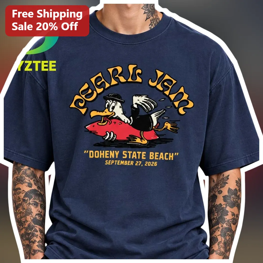 Pearl Jam Doheny State Beach Donald Duck Surfing Vintage Graphic Tee