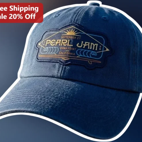 Pearl Jam September 27 Ohana Point California Hat Vintage Grunge Band Merch Embroidered Dad Cap