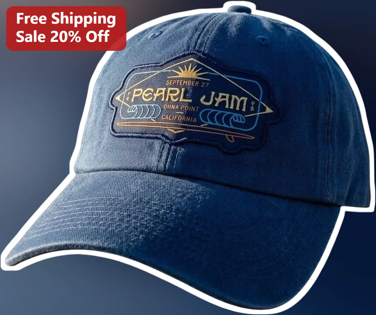 Pearl Jam September 27 Ohana Point California Hat Vintage Grunge Band Merch Embroidered Dad Cap