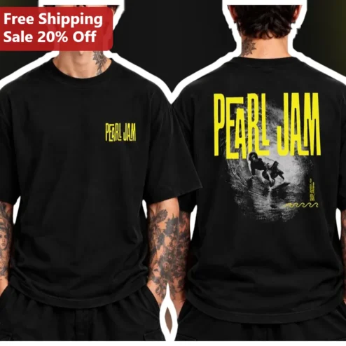 Pearl Jam Vintage Surf Graphic Tee Black Cotton Grunge Band Shirt