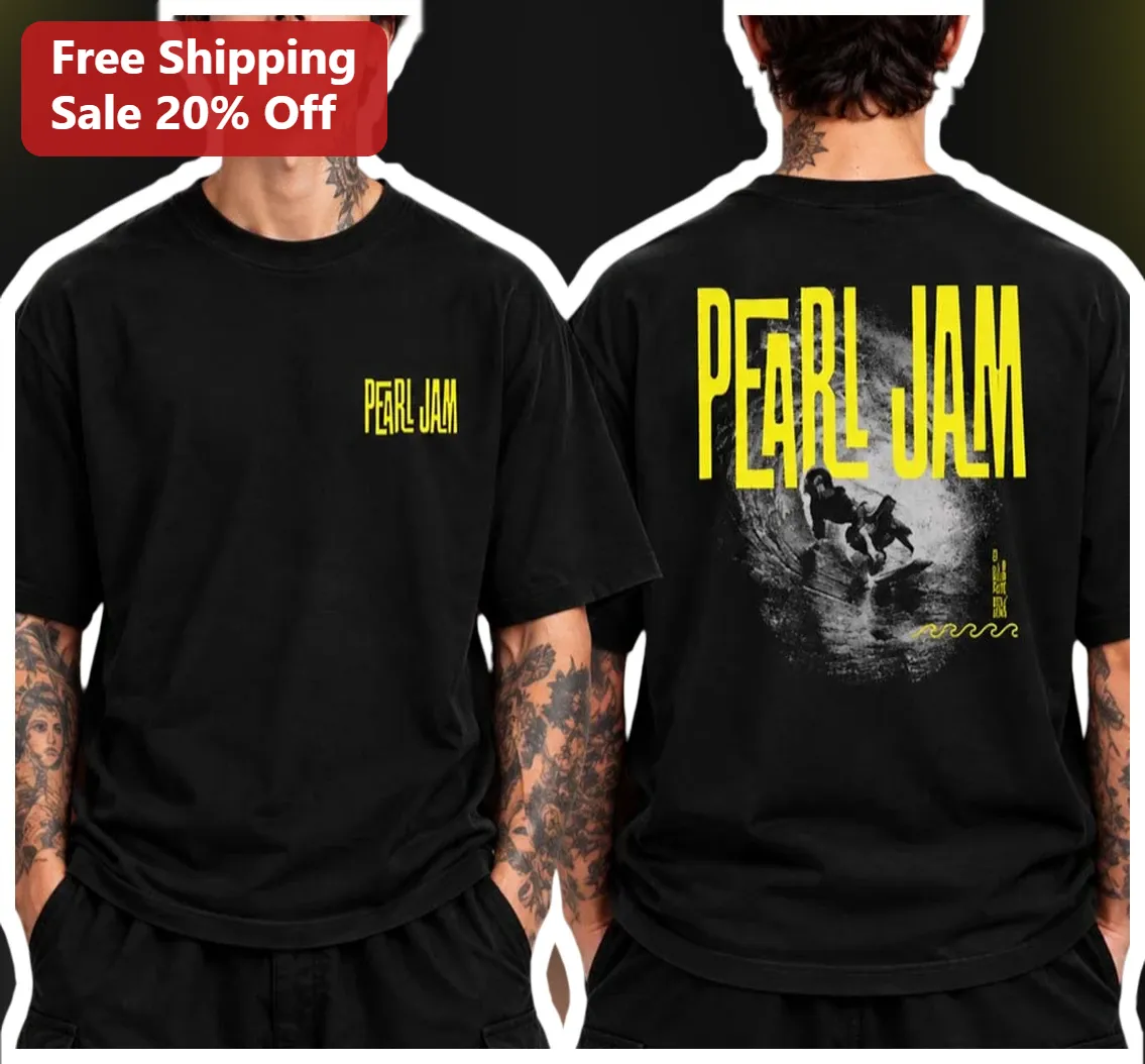 Pearl Jam Vintage Surf Graphic Tee Black Cotton Grunge Band Shirt