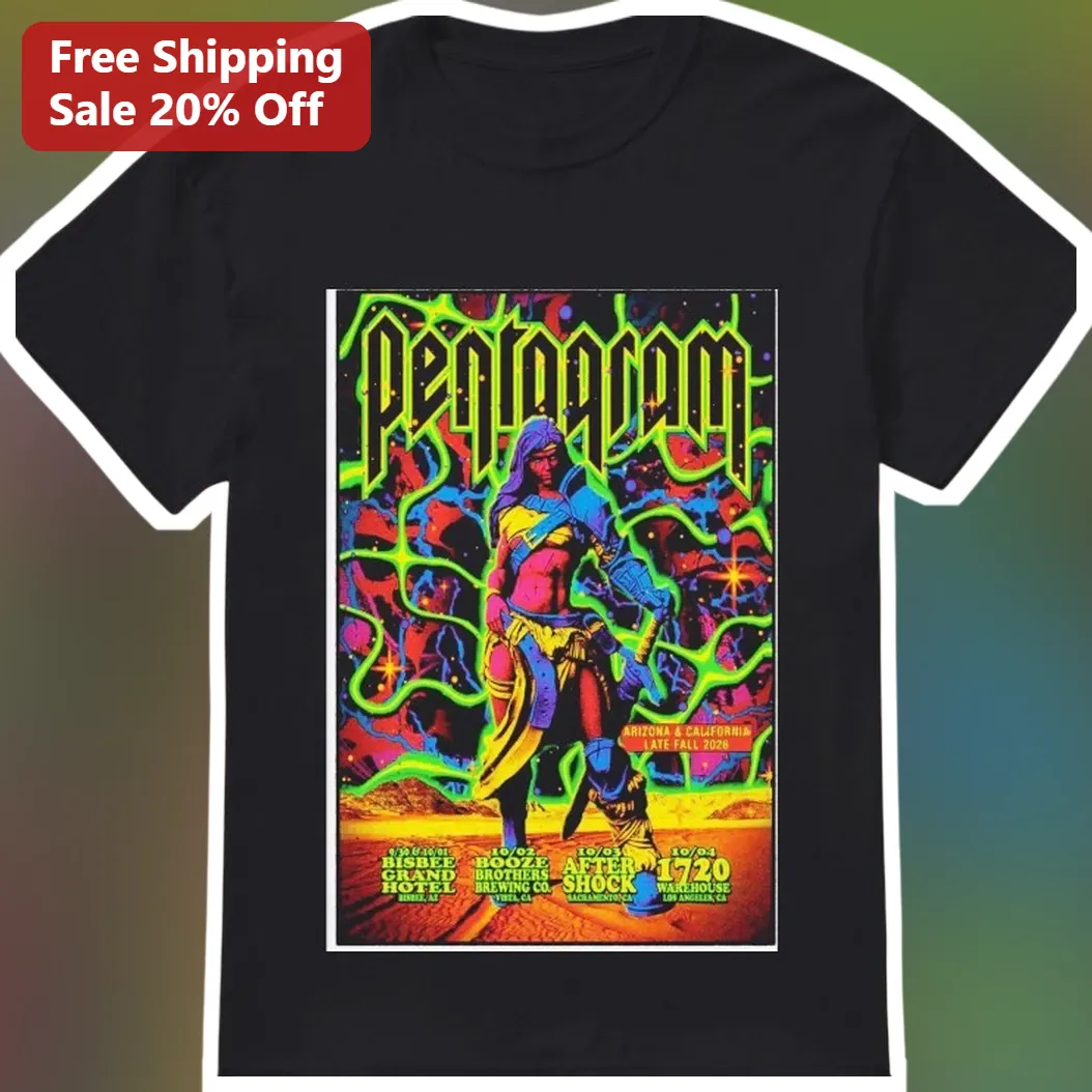Pentagram Tee Psychedelic Rock Vintage Concert Poster Graphic Shirt Heavy Metal Band Merch Unisex