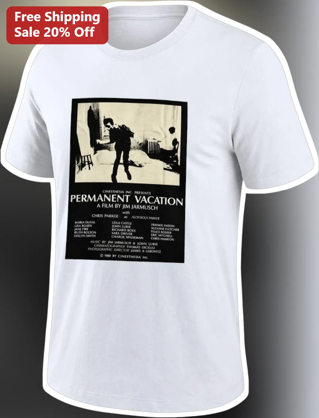Permanent Vacation Tee Jim Jarmusch Indie Film Poster Graphic Shirt for Men Women