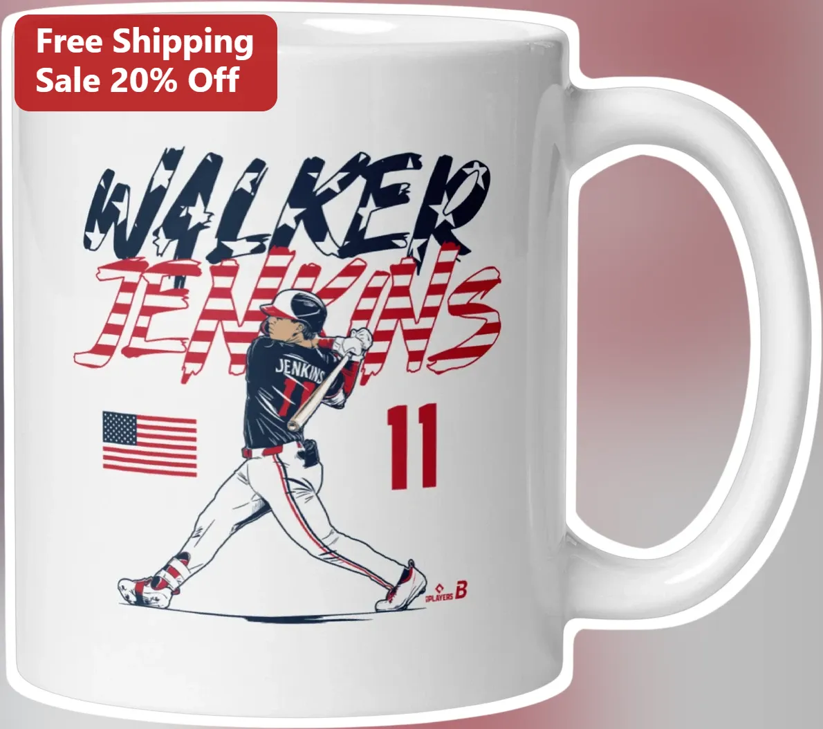 Personalized Baseball Player Mug Custom Name Patriotic Gift for Son