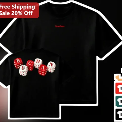 Personalized Name Dice Graphic Tee Custom Red and White Dots Black Shirt Gift for Gamers