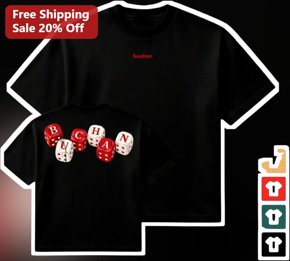 Personalized Name Dice Graphic Tee Custom Red and White Dots Black Shirt Gift for Gamers