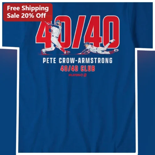Pete Crow-Armstrong 40/40 Club Graphic Tee Chicago Cubs MLB Fan Gift