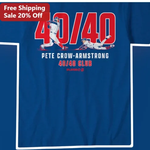 Pete Crow-Armstrong 40/40 Club Tee Chicago Cubs Baseball Milestone Gift