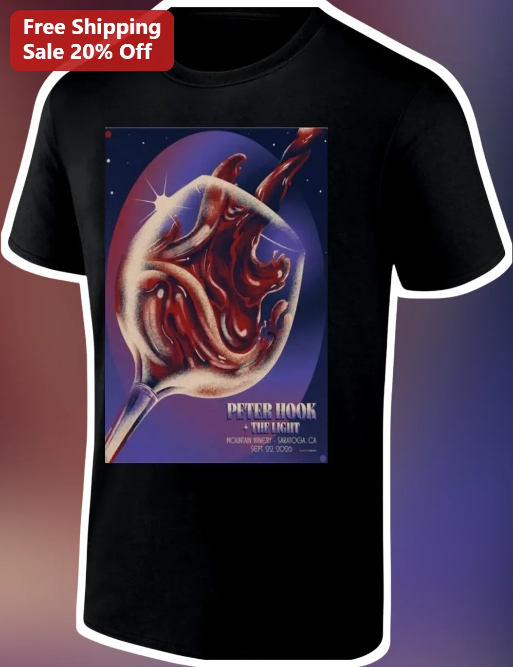 Peter Hook and The Light Graphic Tee Joy Division New Order Tribute Band Merch