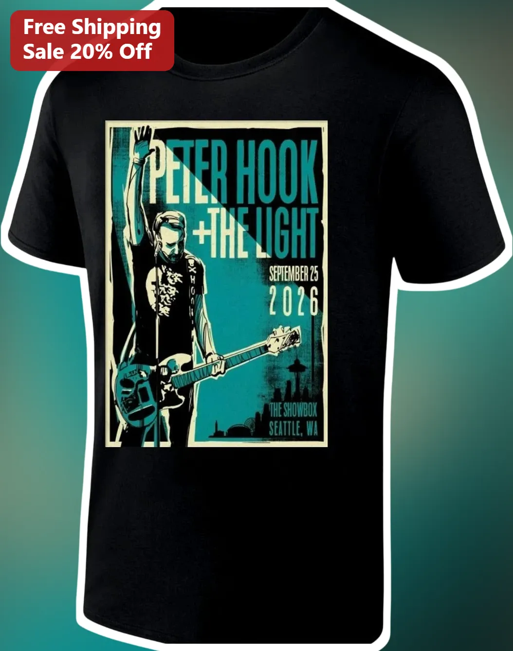 Peter Hook and The Light Seattle Showbox Tee Vintage Concert Graphic