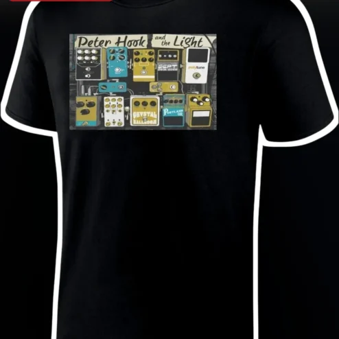 Peter Hook and The Light Tee Joy Division New Order Bassist Guitar Pedalboard Graphic Shirt