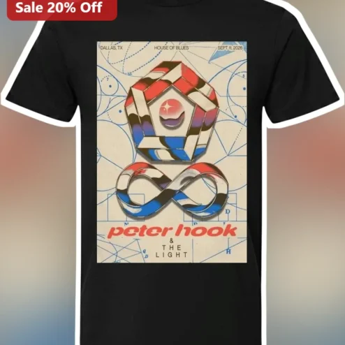 Peter Hook The Light Tee Retro Concert Poster Graphic Shirt for Men Women
