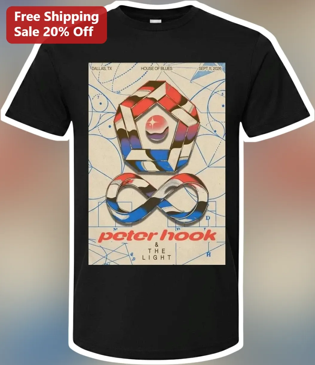Peter Hook The Light Tee Retro Concert Poster Graphic Shirt for Men Women