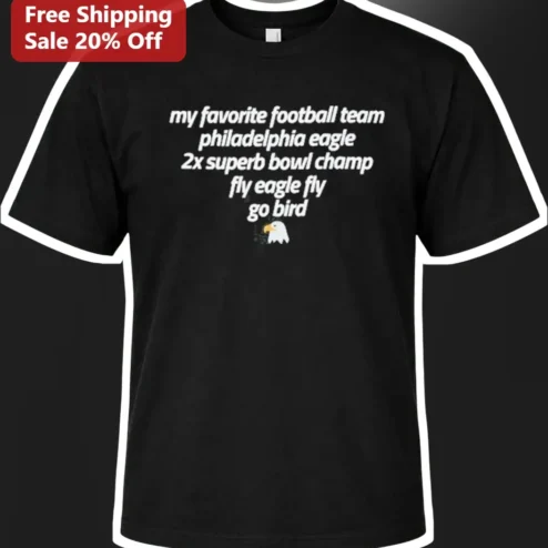 Philadelphia Eagles Fly Eagles Fly Go Birds Tee 2x Super Bowl Champions NFL Fan Gift