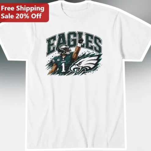 Philadelphia Eagles Jalen Hurts Graphic Tee NFL Football Fan Apparel