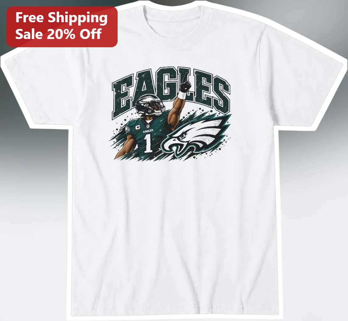 Philadelphia Eagles Jalen Hurts Graphic Tee NFL Football Fan Apparel