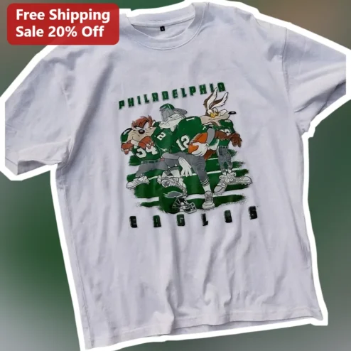 Philadelphia Eagles Looney Tunes Graphic Tee Vintage NFL Fan Shirt